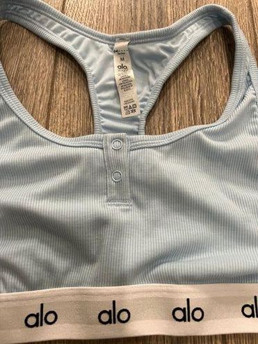 Alo Yoga Icon Ribbed Henley Bra Blue Size M - $26 (35% Off Retail) - From  Brittany