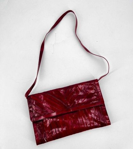 Vintage EEL Skin Purse Red Magnet-Closure - Made in Korea READ DESCRIPTION