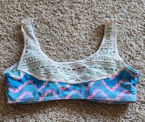 Ymi blue & pink chevron print swim top size large - $19 - From Stylish