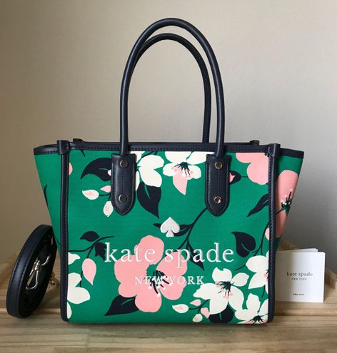 Kate Spade Ella Lily Blooms Small Top Zip Tote Crossbody Green Multi