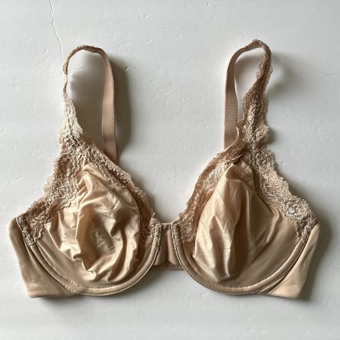 Wacoal Bra 36D Beige Softly Styled Lace Trim Underwire NWOT Tan