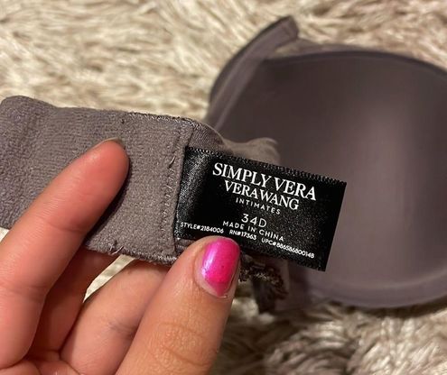 Simply Vera Vara Wang NWOT Padded Gray 34D Bra Size undefined