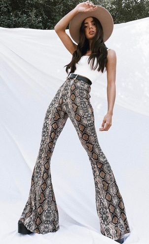 Princess Polly Snakeskin Flare Pants 