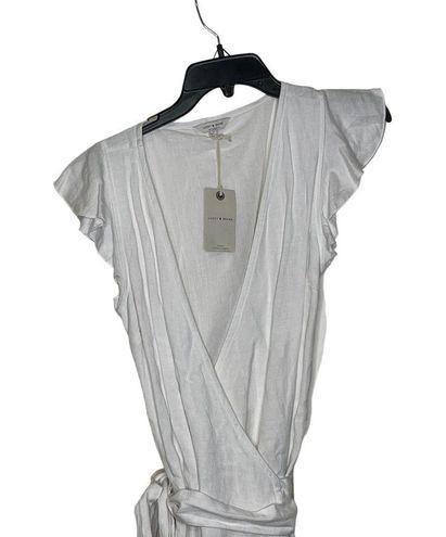 Lucky Brand Wrap Dress Size Small White Linen Blend Side Tie Womens New -  $50 New With Tags - From Ben