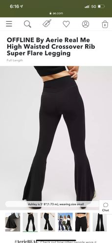 Aerie Real Me High Waisted Crossover Rib Super Flare Legging