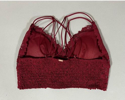 Victoria's Secret Red Burgundy Floral Lace Padded Wireless Bra