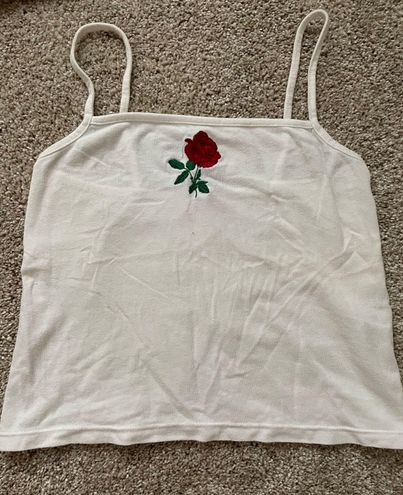 Brandy Melville Rose Crop Top White - $13 (35% Off Retail) - From Miri