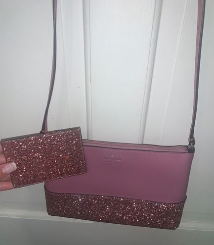 Kate Spade Greta Court Glitter Ramey Crossbody Purse. Color: Dusty Peony