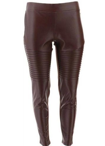 Diane Gilman NWT DG2 by Brown Faux Leather Ponte Moto Legging Size