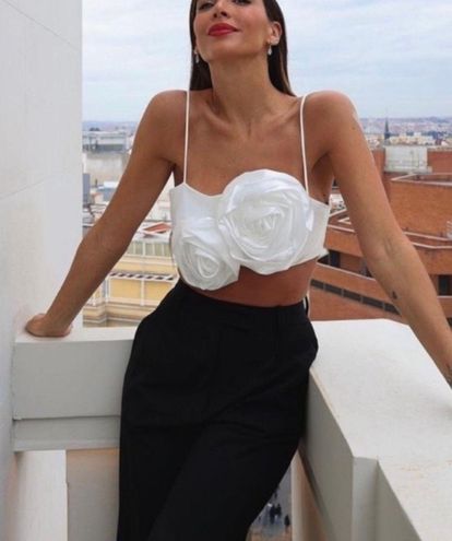 Zara STRAPLESS PLEATED CROP TOP