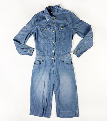 Michael Kors Tencel Cotton Ultra Soft Button Front One Piece Denim Jean  Jumpsuit Size 8 - $75 - From Galore