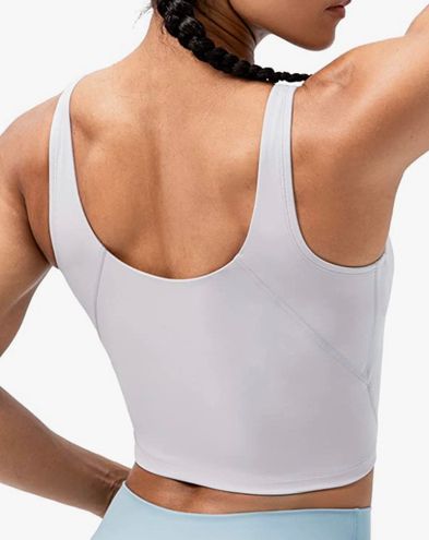 Lavento Women's Longline Sports Bra Yoga Camisole Crop Top with Built in Bra