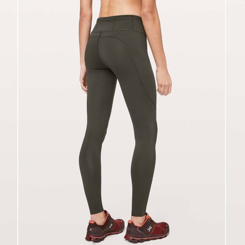 Lululemon Dark Olive Green Mid-Rise Fast & Free Full Length 28” Tight  Leggings Size 4 - $65 - From Karena