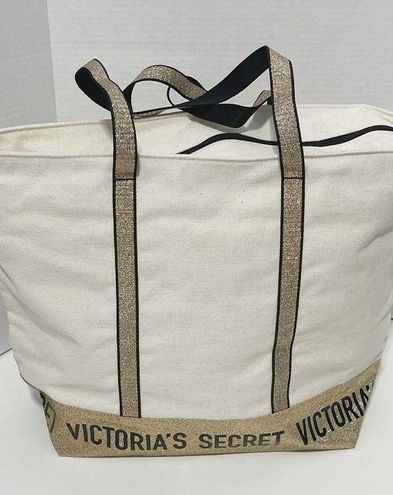 Victorias Secret LOVE Canvas Tote SO BIG Sequin Logo