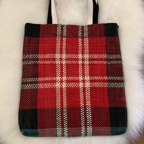 Claire v . Carryall Red Plaid Woven Leather Designer Tote Bag - $385 - From  Shoshannah