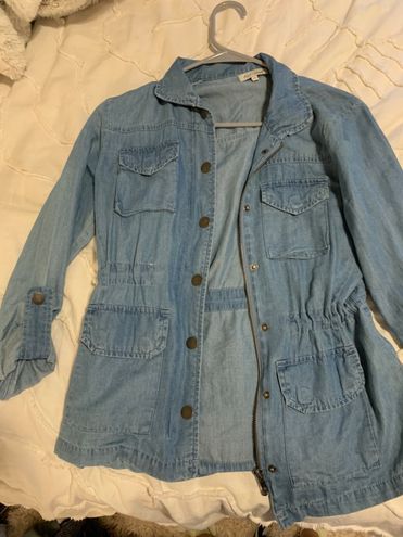 red camel denim jacket