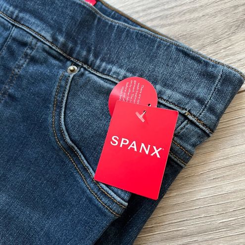 Spanx NWT Distressed Ankle Skinny Released Hem Jeans, Medium Wash