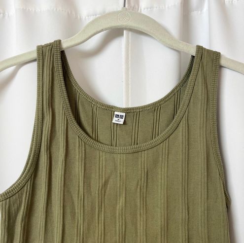 Uniqlo NWOT Neutral Green Ribbed Cotton Tank Top Size Medium - $11 - From  Cin