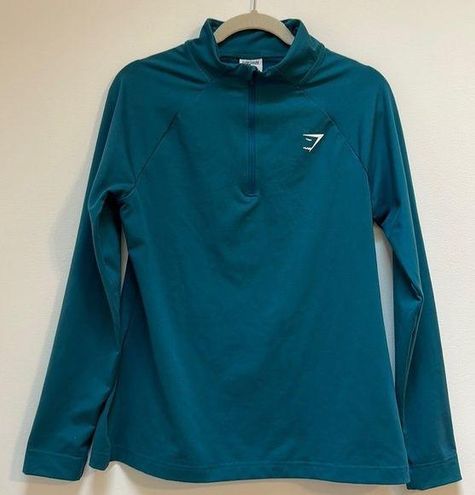 Gymshark Women Regulate 1/4 Zip Pullover Teal Long Sleeve Stretch