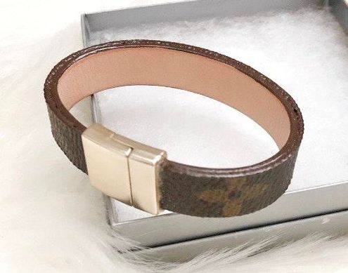 $33 Repurposed Louis Vuitton brown leather cuff. LV bracelet