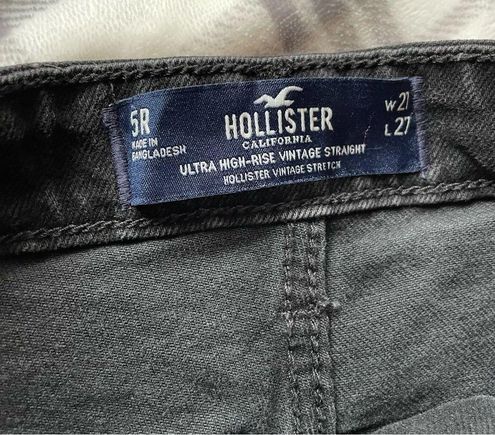 Hollister Ultra High-Rise Ripped Black Vintage Ankle Straight Jeans