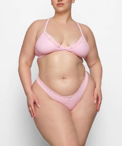 SKIMS FITS EVERYBODY CORDED LACE TRIANGLE BRALETTE CHERRY BLOSSOM XS Pink -  $36 New With Tags - From Vanilla