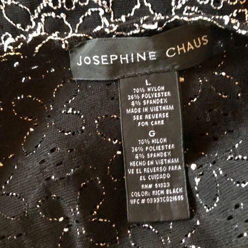Josephine Chaus Black & White V-Neck Top Size L Size L - $20