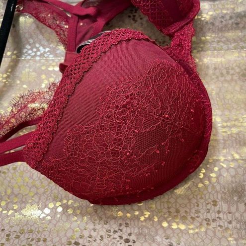 Victoria's Secret Very Sexy Dark Red Lace Maroon Push Up Bra 34D Size  undefined - $30 - From Jessica