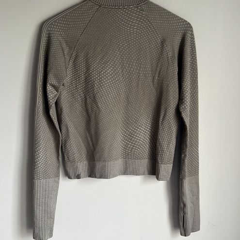 New Lululemon Rest Less Cropped Half Zip Top Size 8 Grid Warp Rover Raw  Linen