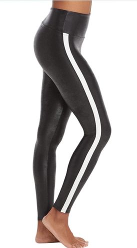 Spanx White Stripe Faux Leather Leggings Black Size XS - $55 (45