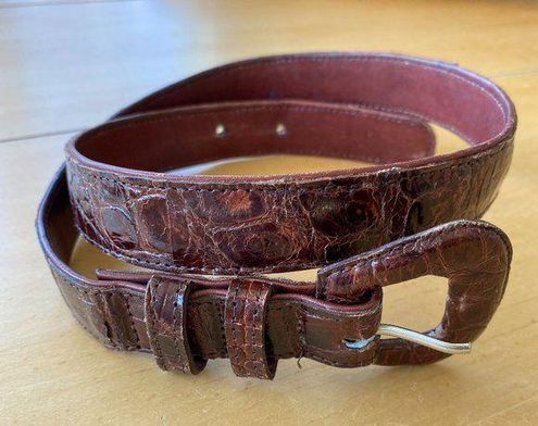 Personalized Brown Crocodile Leather Belt Buckle