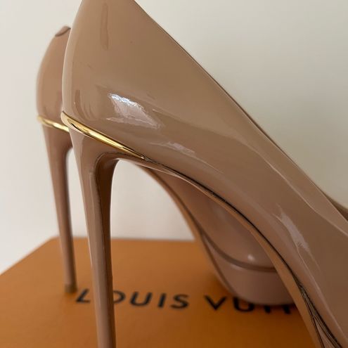 Louis Vuitton Beige Leather Eyeline Peep Toe Platform Pumps Size