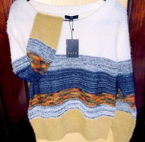 FATE. NWT Formosa Color Block Fuzzy Pullover Sweater Size S 48