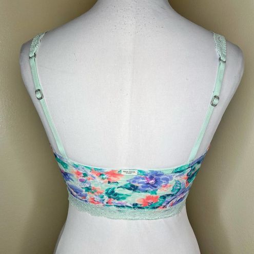 Gilly Hicks Hollister Sydney Bralette MEDIUM Blue Floral Lace V-Neck  Scalloped - $18 - From Heather