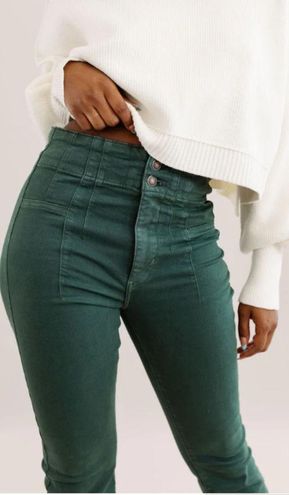 Free People Jayde Corduroy Flare Jeans Forrest Green High Rise NWT