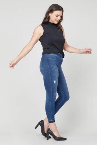 Spanx NWT Distressed Ankle Skinny Released Hem Jeans, Medium Wash