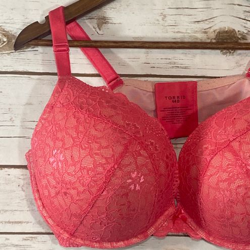Torrid Push-Up Plunge Bra Floral Lace Pink Underwire Convertible 44D Size  44 D - $26 (35% Off Retail) - From Dana