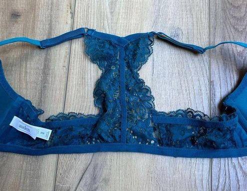 Auden Bra 36B Teal Floral Lace Womens Lingerie Racerback Push