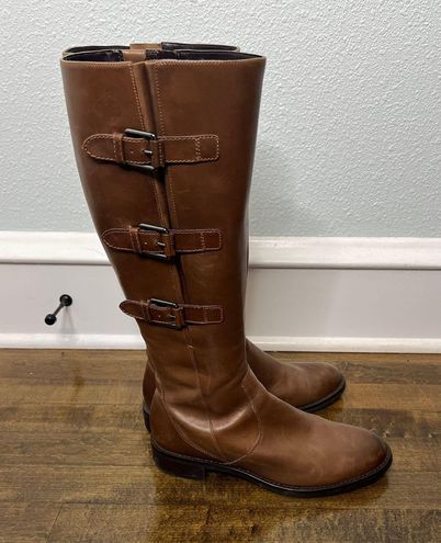 Hobart Brown Leather Adjustable Calf Side Buckle Riding Boot Size 8.5 - $47 (83% Off Retail) - From Tori