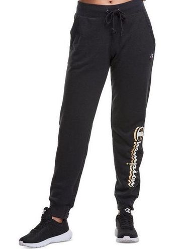 Champion NWT Joggers Sweatpants Power Blend Black Pockets Metallic Gold  Logo XL - $32 New With Tags - From Tina