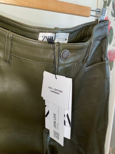 ZARA Green Real Leather Pants Size 40 - $87 (69% Off Retail