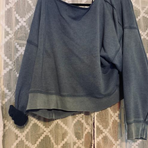 Aerie Off The Shoulder Sweatshirt Blue 