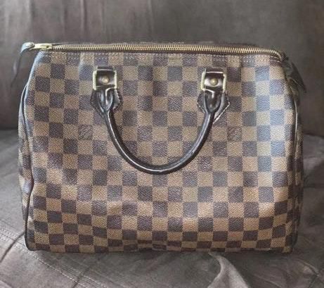 Louis Vuitton Speedy 30 Damier Ebene Satchel Bag Brown