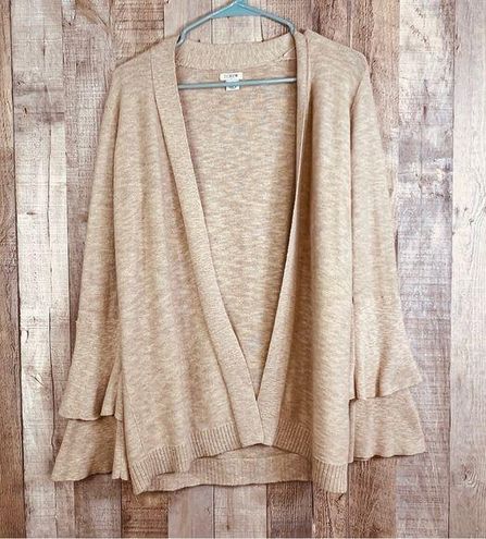 NWT J.Crew Tan Bell Sleeve Open Cardigan