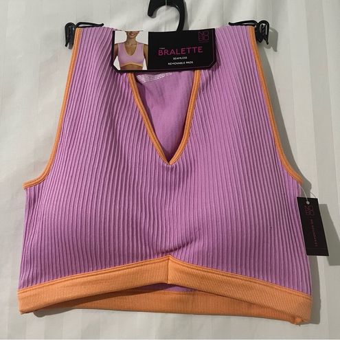 No Boundaries Juniors' Seamless Retro Plunge Bralette Size XL