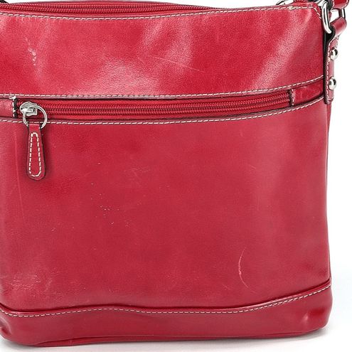 Giani Bernini Dark Crimson Red Leather 5-Compartment Shoulder-Crossbody  Handbag