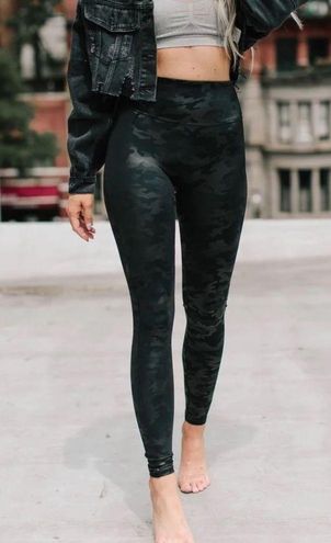 SPANX Faux Leather Camo Legging in Matte Black Camo