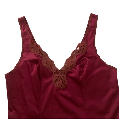 Burgundy satin teddy