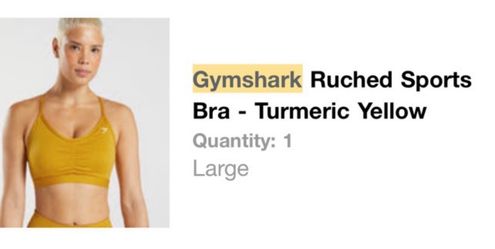 Gymshark Ruched Sports Bra - Turmeric Yellow