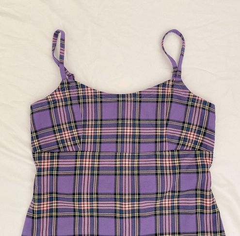 Brandy Melville Purple Plaid Colleen Dress - $32 New With Tags